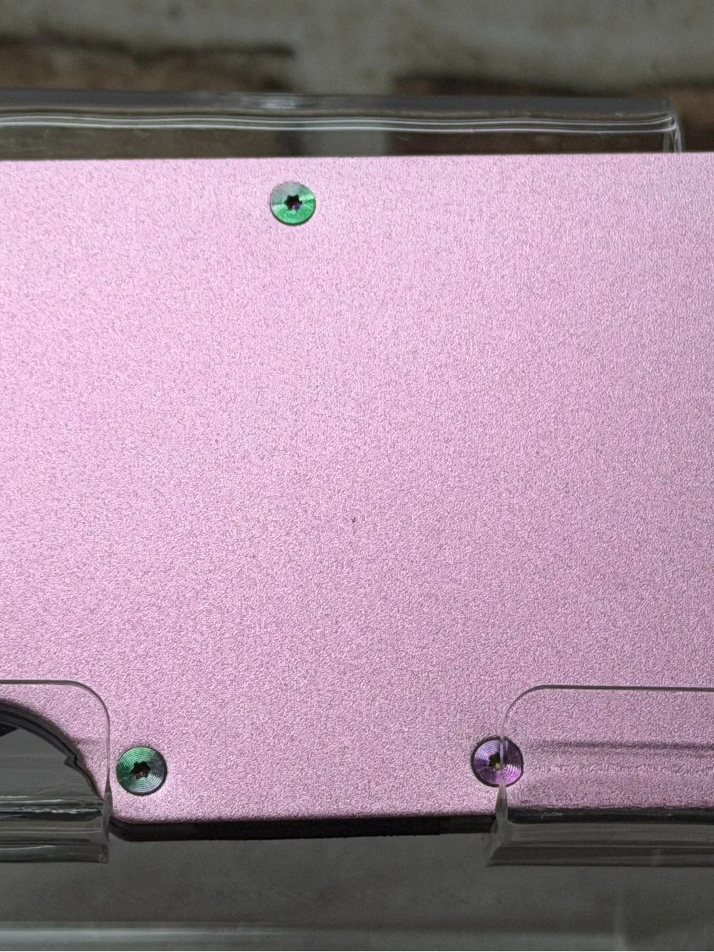 MINIMALIST WALLET | PINK w/RIDGE IRIDESCENT PVD SCREWS + KEYCHAIN